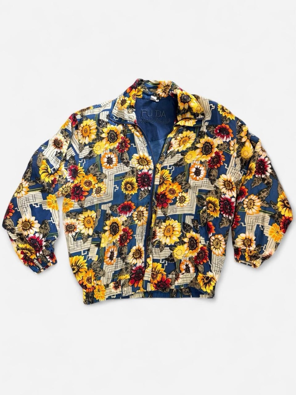 VTG 90s FUDA International Silk Sunflower Bomber Jacket Size M Cottagecore Retro